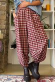 Jasper Plaid Brushed Cotton Shelby Barrel Pant Morello